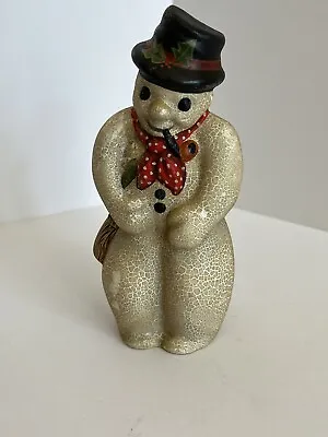 $145.99 • Buy Vtg Snowman With Pipe, Broom, Top Hat Vaillancourt Folk Art Signed,Numbered Date