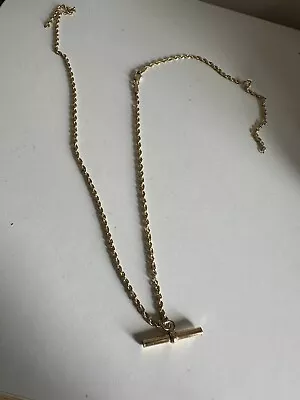 Ernest Jones 9ct Yellow Gold Rope Chain T-Bar Necklace 18 Inches BROKEN Chain • £85