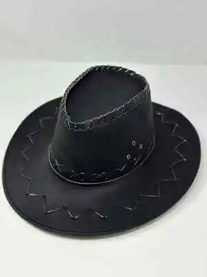 Adult Western Cowboy Leather Stitched Crazy Suede Wild Western Waterproof Hat • £10.50
