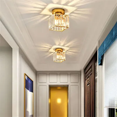 Crystal LED Ceiling Lights Square Chandelier Living Room Hallway Pendant Lamp UK • £15.99