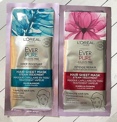 L'Oreal Ever Pure Hair Sheet Mask SPA Deep Moisture Intense Repair Lot Of 2 • $10.97