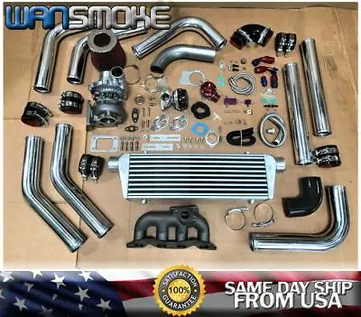 01-05 Honda Civic D17 1.7L SOHC T3T4 .63 Turbo Kit Manifold Intercooler BOV CH • $668.50