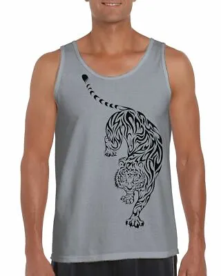 Tribal Tiger Tattoo Large Print Men's Vest Tank Top - Tigers • £12.95