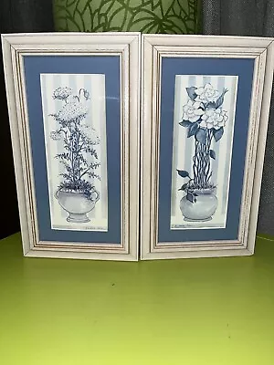 2 VTG C. Winterle Olson Floral Watercolor Paintings Matching Set Framed & Signed • $80