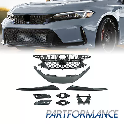 Type-R Style Black Upper Trim Replacement+Upper Grill For 2022-2024 Honda Civic • $189.99