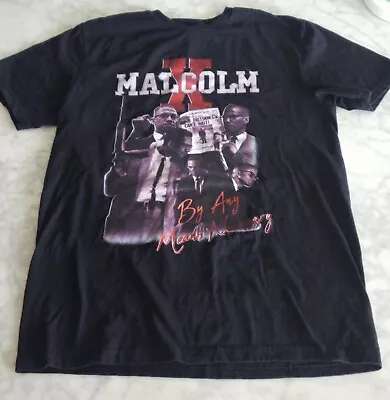 Rare Malcolm X By Any Means Necessary Black T-shirt Men's Unisex Size Medium • $20