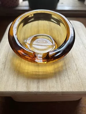 Viking Glass MCM Amber Horseshoe Ashtray #996 • $19