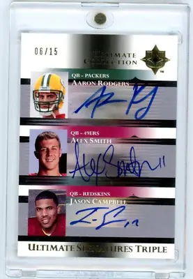 2005 Upper Deck Ultimate Aaron Rodgers Smith Campbell Triple Rookie RC Auto /15  • $799.99