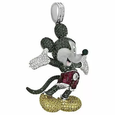 4Ct Ruby Gemstone Custom Diamond Mickey Mouse Party Pendant 14k White Gold Over • $172.49
