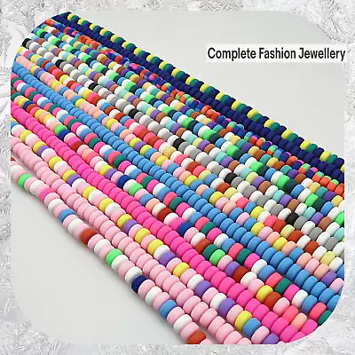 £3.10 • Buy 6MM Chunky Multicolour Polymer Clay Beads For Jewellery Making