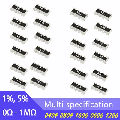 0404/0804/1606/0606/1206 SMD Array Resistors 0R To 1M Ohm 1%5% - Full Values • $2.21