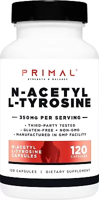 Primal N-Acetyl L-Tyrosine (NALT) 350mg 120 Capsules - Gluten Free Non-GMO • $13.98