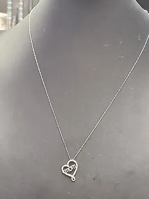 925 Diamond Heart  MOM' Necklace 20  1.9 Grams Tw • $14.95