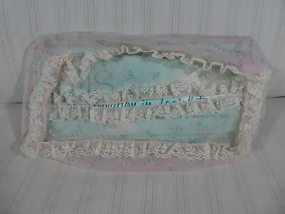 NEW Vintage Puffs Sheer Floral Lace Tissue Box Cover Pink ﻿NOS MCM E2 • $10.99