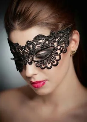 Lace Masquerade Eye Mask BLACK Gothic Fancy Dress Ladies Hen Party Halloween New • £3.69