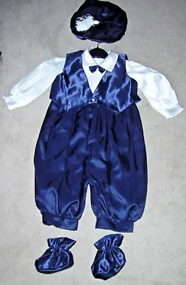 Little Boys Toddler Page Boy Shiny Blue Outfit + Hat Age 12 18 Months Wedding • £5.99