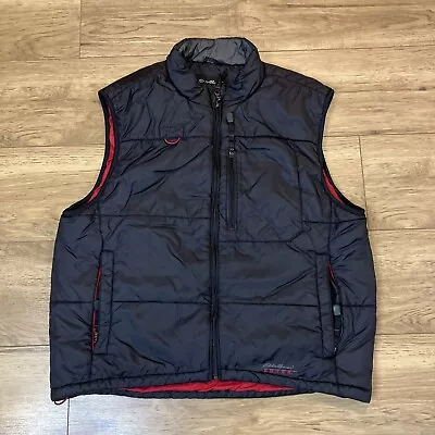 Men’s L Eddie Bauer EBTEK Primaloft Quilted Vest Black Pockets Vintage • $24.99