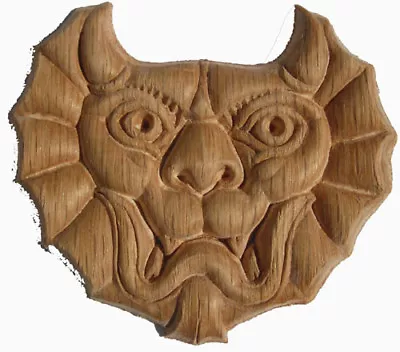 Embossed  Oak Wood Overlay Gargoyle 2-1/2  X 2-3/4  • $12.99