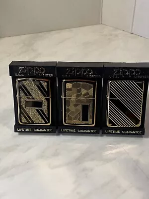 1994 Zippo Lighter Gold Plate Series Set 3 Pieces New • £256