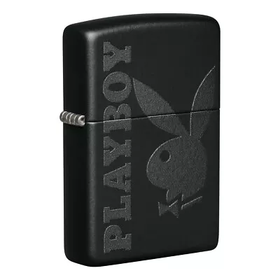 New ZIPPO Windproof Lighter Playboy Logo Black Matte Classic Case Genuine • $55.85