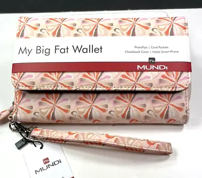 Mundi / My Big Fat Wallet/ PINK-PINWHEEL FLOWERS/Card & Picture Pockets/ Reg $44 • $21.75