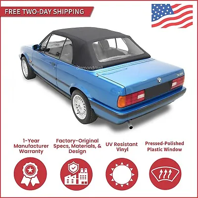 1986-93 BMW 3-Series E30 Convertible Soft Top W/DOT Approved Window Black Twill • $269.10