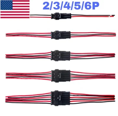 $5.65 • Buy 2-6Pin Waterproof Electrical 18AWG Wire Cable Connector Male Female Way Plug Kit