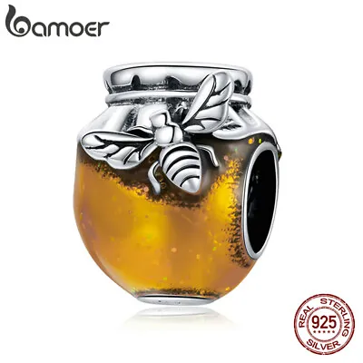 BAMOER European 925 Sterling Silver DIY Charm Enamel Honey Jar Bead For Bracelet • $11.19