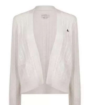 Jack Wills Wingate Cable Cardigan Merino Wool Ladies Vint White Size 8 #REF102 • £29.99