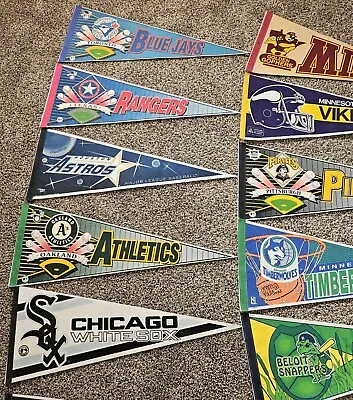 15 Vintage Sports Pennants Lot NFL MLB  • $28.99