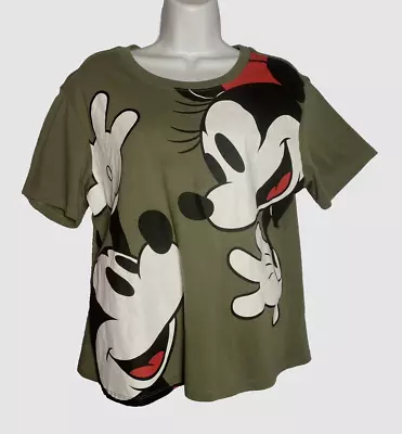 Full Graphic Disney Mickey & Minnie Mouse Womens Large Olive Green • $8.95