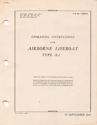1945 Aaf Type A-1 Airborne Lifeboat Rescue Boats Flight Manual Handbook-b-17-cd • $39.99