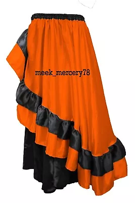 Pleated Skirt Women Belly Dance Half Circle Satin Orange  Steampunk Skirt S57 • $42.27