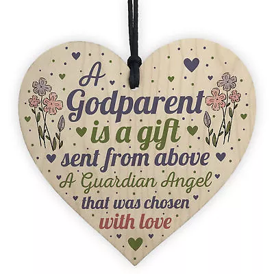 £3.99 • Buy Godparent Gifts For Christening Wood Heart Christmas Decoration Keepsake Plaques