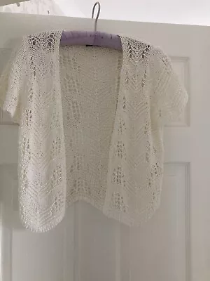 Marks And Spencer Per Una Women’s White Lace Bolero Cardigan Waistcoat  Size 14 • £6