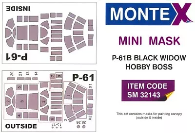 Montex 1/32 NORTH AMERICAN P-61B BLACK WIDOW CANOPY PAINT MASK Hobby Boss • $11.50