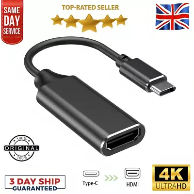 For Phone Android Type C To HDMI USB 3.1 Cable Adapter 4K HD TV Video Converter • £4.50