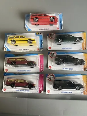 Hot Wheels Lot Of 7 Volvo Cars 850 Estate 240 Drift Wagon In Cut Cards￼ • $7