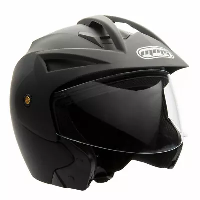 MMG Motorcycle Scooter Open Face Helmet Crux Flip Up Visor DOT (XL Matte Black) • $50.90