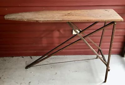 Antique Wooden Folding Ironing Board Vintage Rustic 47  X 12  Table • $47