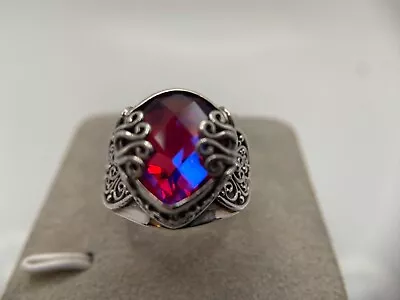 Sarda Bali MadeBeautifulFeminine925 Red Volcanic Mystic Quartz Ring Sz 5.75 • $85