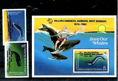 $7.99 • Buy TURKS And CAICOS,  1984, WHALES,  O/P, 2v.+M/S. MNH, Mi 16Euro
