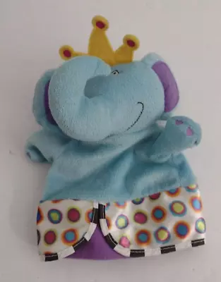 Manhattan Toy Elephant Puppet Blue Puppet With Yellow Crown  Polka Dots • $11.66