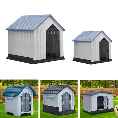 Durable Plastic Dog House Kennel Indoor Outdoor Insulated Doghouse Puppy Shelter • £75.95