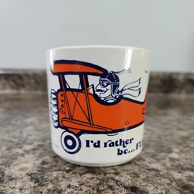 Vtg I'd Rather Be Flying MHI 1978 Biplane Coffee Mug Cup Airplane USA Retro • $6.99