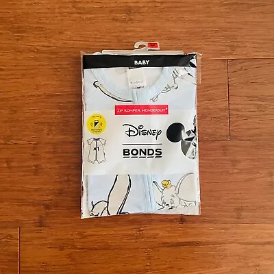 Bonds Baby Disney Dumbo Short Sleeve Zip Romper Size 1 BNIP Blue • $45