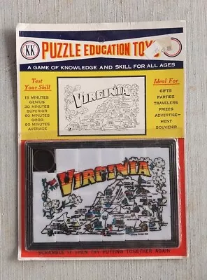 Vintage KK Puzzle Education Toys Virginia Slide Map Puzzle  • $8.99