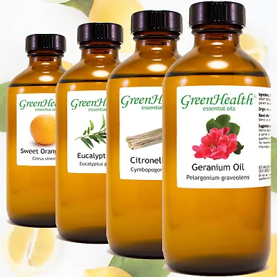 $43.99 • Buy 8 Fl Oz Essential Oil In Amber Glass, Free Shipping, 60+ Pure All Natural Oils 