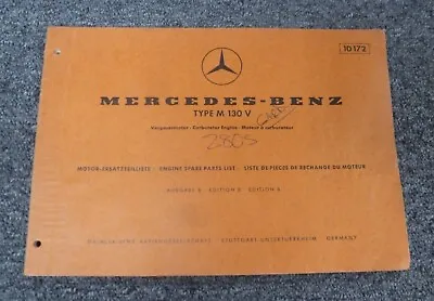 1972 Mercedes Benz M130 Engine In 280S 280SE 280SEL 280SL Parts Catalog Manual • $253.95