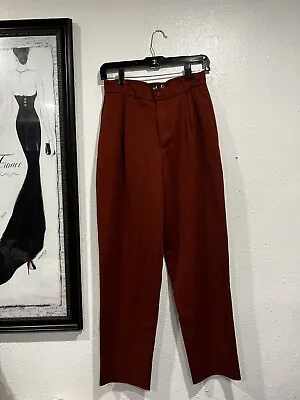 Zara Trf Basic Tencel Pants Size Small Copper Brown Leg High Rise Stretch • $12.95